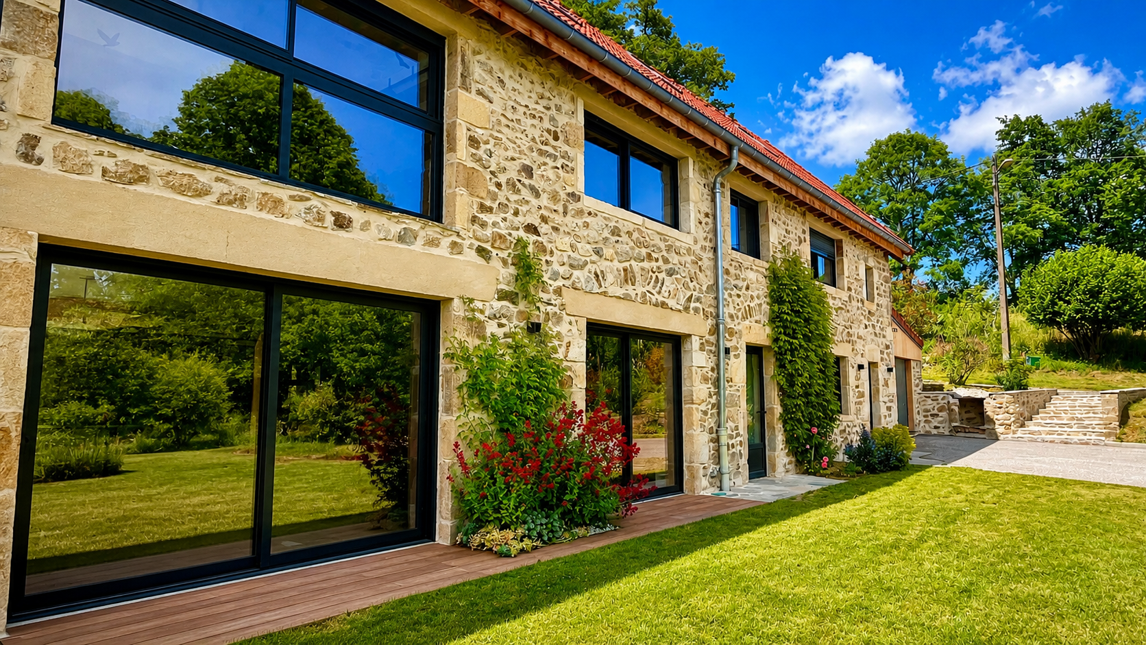 Maison en pierre dans un cadre naturel